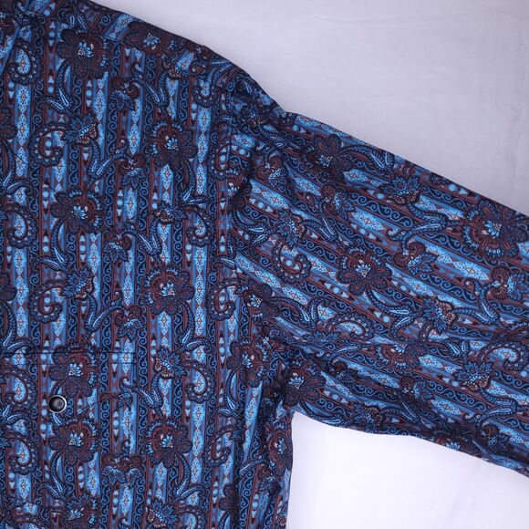 Panhandle Shirt Mens XL Blue Paisely Western Snap Button - Picture 4 of 10